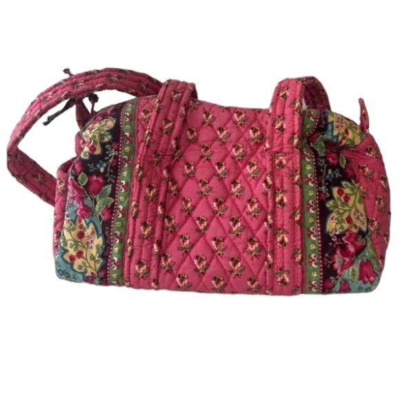 Vera Bradley Handbags - Vintage Vera Bradley small duffel bag Pink Pansy retired 12 inches EUC